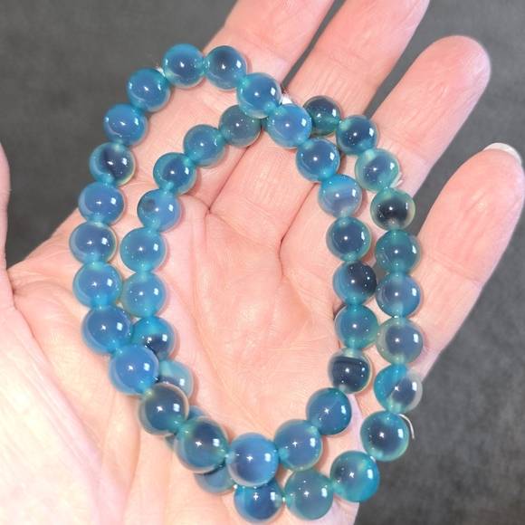 8mm Natural Blue Sugar Heart Agate - Picture 6 of 8